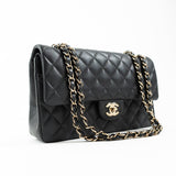 CHANEL Handbag 21B Grey Caviar Quilted Classic Flap Medium Light Gold Hardware - Redeluxe