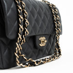 CHANEL Handbag 21B Grey Caviar Quilted Classic Flap Medium Light Gold Hardware - Redeluxe