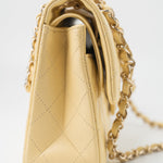 CHANEL Handbag 21C Yellow Lambskin Quilted Classic Flap Small Light Gold Hardware - Redeluxe