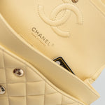 CHANEL Handbag 21C Yellow Lambskin Quilted Classic Flap Small Light Gold Hardware - Redeluxe