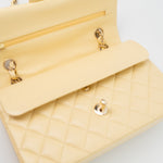 CHANEL Handbag 21C Yellow Lambskin Quilted Classic Flap Small Light Gold Hardware - Redeluxe