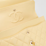 CHANEL Handbag 21C Yellow Lambskin Quilted Classic Flap Small Light Gold Hardware - Redeluxe