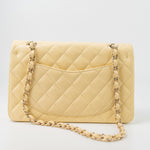 CHANEL Handbag 21C Yellow Lambskin Quilted Classic Flap Small Light Gold Hardware - Redeluxe