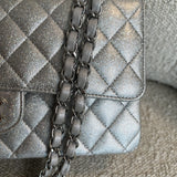 CHANEL Handbag 21K Silver Metallic Caviar Quilted Medium Classic Flap SHW - Redeluxe