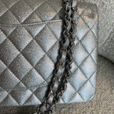 CHANEL Handbag 21K Silver Metallic Caviar Quilted Medium Classic Flap SHW - Redeluxe