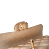 CHANEL Handbag 21P Gold Grained Lambskin Mini Rectangular Flap Light Gold Hardware - Redeluxe