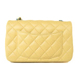 CHANEL Handbag 21P Yellow Lambskin Quilted Mini Rectangular Single Flap Blue Interior / Rainbow Hardware - Redeluxe