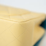 CHANEL Handbag 21P Yellow Lambskin Quilted Mini Rectangular Single Flap Blue Interior / Rainbow Hardware - Redeluxe