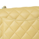 CHANEL Handbag 21P Yellow Lambskin Quilted Mini Rectangular Single Flap Blue Interior / Rainbow Hardware - Redeluxe