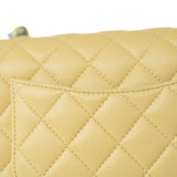 CHANEL Handbag 21P Yellow Lambskin Quilted Mini Rectangular Single Flap Blue Interior / Rainbow Hardware - Redeluxe