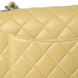 CHANEL Handbag 21P Yellow Lambskin Quilted Mini Rectangular Single Flap Blue Interior / Rainbow Hardware - Redeluxe