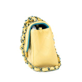 CHANEL Handbag 21P Yellow Lambskin Quilted Mini Rectangular Single Flap Blue Interior / Rainbow Hardware - Redeluxe