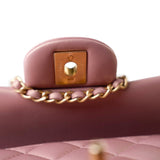 CHANEL Handbag 21S Iridescent Pink/ Rose Lambskin Quilted Mini Top Handle Antique Gold Hardware - Redeluxe