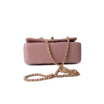 CHANEL Handbag 21S Iridescent Pink/ Rose Lambskin Quilted Mini Top Handle Antique Gold Hardware - Redeluxe