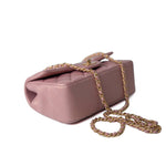 CHANEL Handbag 21S Iridescent Pink/ Rose Lambskin Quilted Mini Top Handle Antique Gold Hardware - Redeluxe