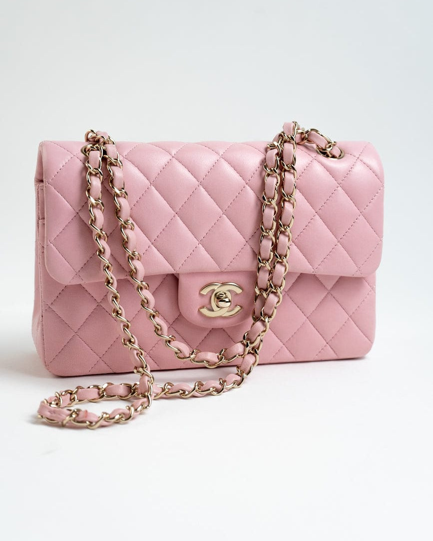 CHANEL Handbag 21S Light Pink Lambskin Quilted Classic Flap Small - Redeluxe