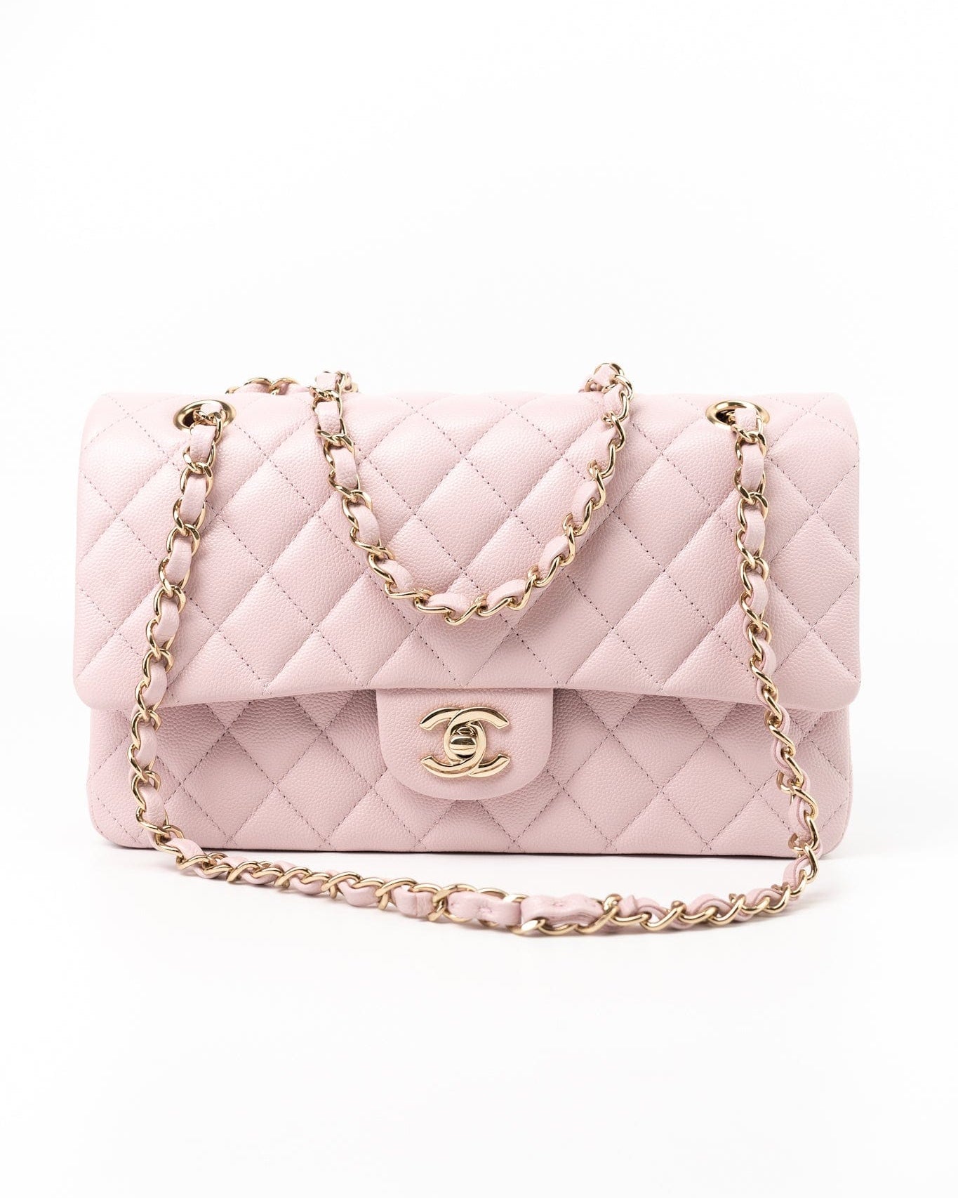 CHANEL Handbag 21S Pink Clair Caviar Classic Flap Quilted Medium LGHW - Redeluxe