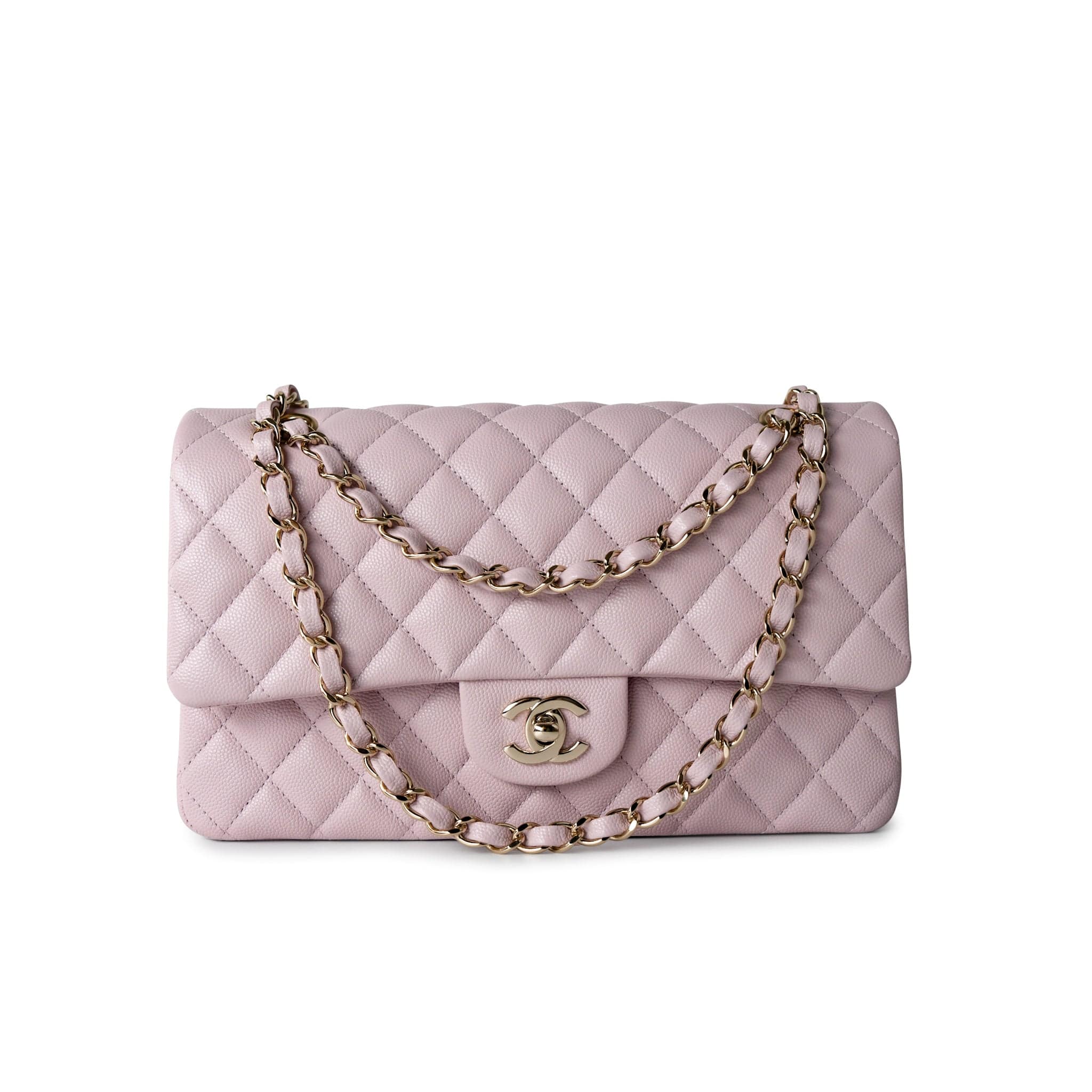 CHANEL Handbag 21S Pink Clair Caviar Classic Flap Quilted Medium LGHW - Redeluxe