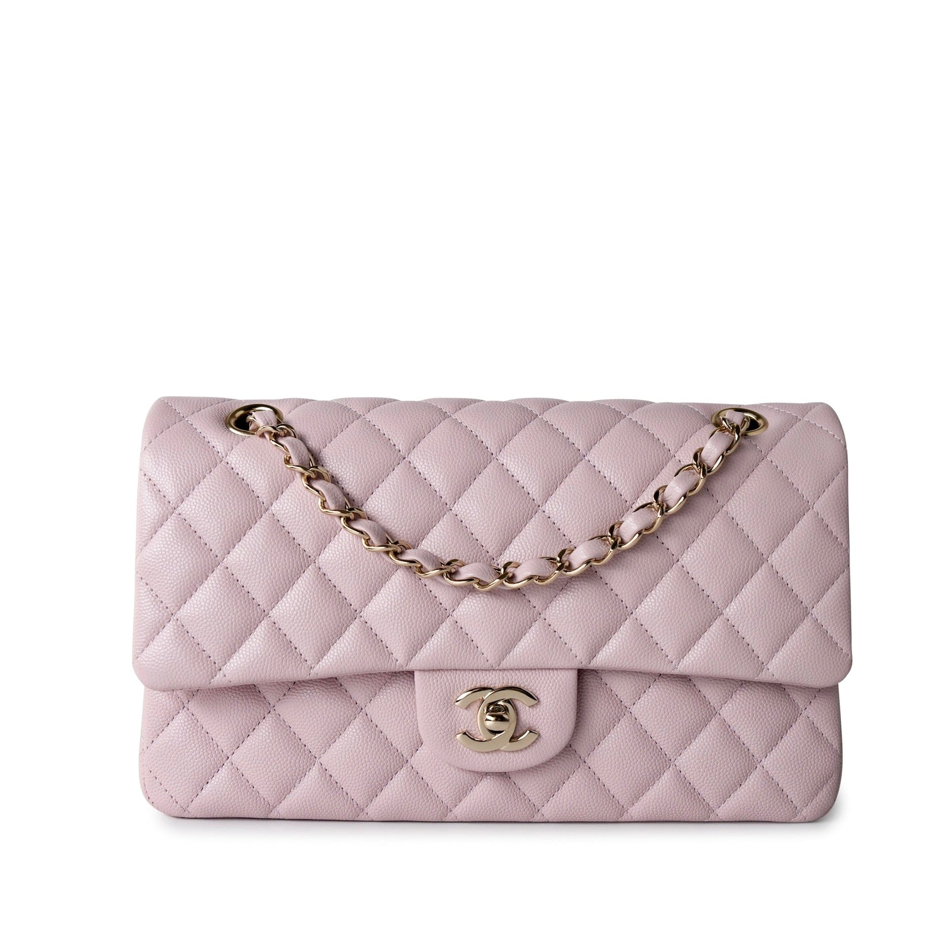 CHANEL Handbag 21S Pink Clair Caviar Classic Flap Quilted Medium LGHW - Redeluxe