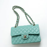 CHANEL Handbag 21S Tiffany Blue Caviar Quilted Classic Flap Small SHW - Redeluxe