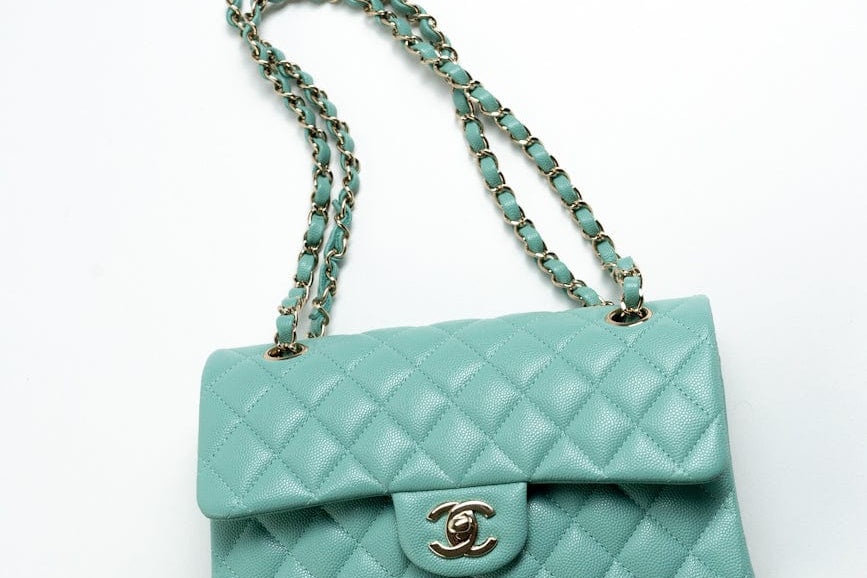 CHANEL Handbag 21S Tiffany Blue Caviar Quilted Classic Flap Small SHW - Redeluxe