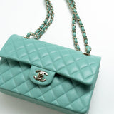 CHANEL Handbag 21S Tiffany Blue Caviar Quilted Classic Flap Small SHW - Redeluxe