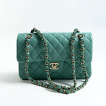 CHANEL Handbag 21S Tiffany Blue Caviar Quilted Classic Flap Small SHW - Redeluxe