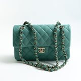 CHANEL Handbag 21S Tiffany Blue Caviar Quilted Classic Flap Small SHW - Redeluxe