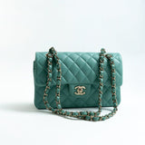 CHANEL Handbag 21S Tiffany Blue Caviar Quilted Classic Flap Small SHW - Redeluxe