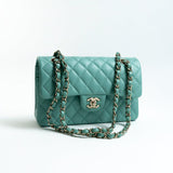 CHANEL Handbag 21S Tiffany Blue Caviar Quilted Classic Flap Small SHW - Redeluxe