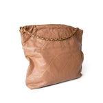 CHANEL Handbag 22 / Caramel Caramel Calfskin Quilted 22 Hobo Bag Medium Antique Gold Hardware - Redeluxe