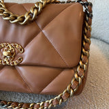 CHANEL Handbag 22A Caramel/Light Brown Lambskin Quilted 19 Flap Small Mixed Hardware - Redeluxe