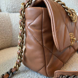 CHANEL Handbag 22A Caramel/Light Brown Lambskin Quilted 19 Flap Small Mixed Hardware - Redeluxe