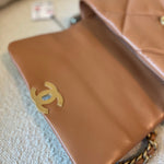 CHANEL Handbag 22A Caramel/Light Brown Lambskin Quilted 19 Flap Small Mixed Hardware - Redeluxe