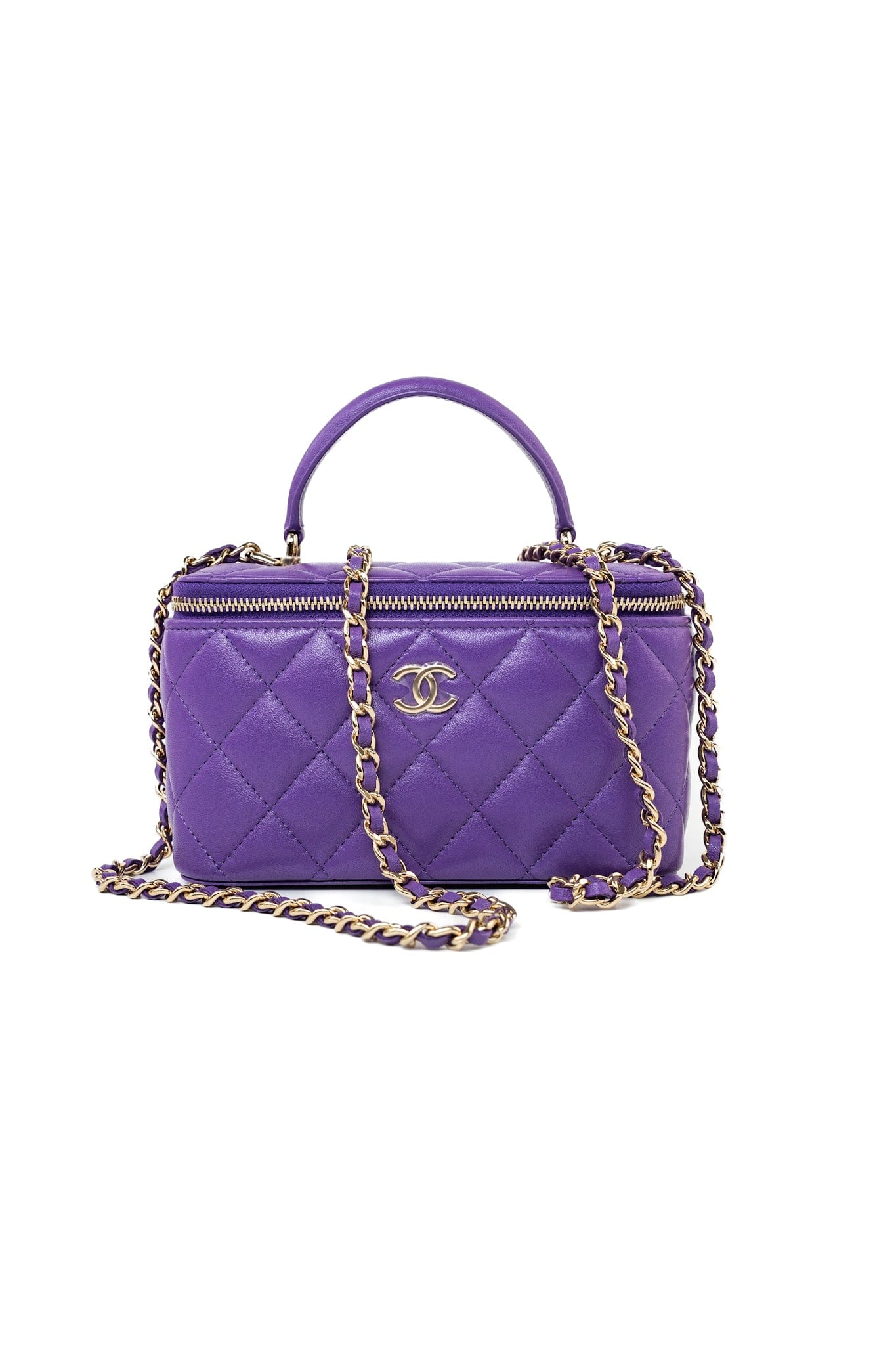 Chanel purple vanity case sale