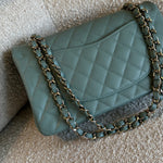 CHANEL Handbag 22C Dark Green Caviar Classic Flap Quilted Medium LGHW - Redeluxe