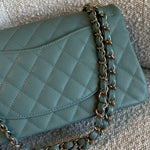 CHANEL Handbag 22C Dark Green Caviar Classic Flap Quilted Medium LGHW - Redeluxe