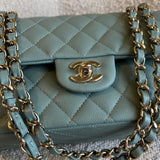 CHANEL Handbag 22C Dark Green Caviar Classic Flap Quilted Medium LGHW - Redeluxe