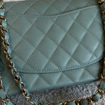 CHANEL Handbag 22C Dark Green Caviar Classic Flap Quilted Medium LGHW - Redeluxe