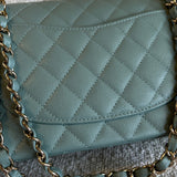 CHANEL Handbag 22C Dark Green Caviar Classic Flap Quilted Medium LGHW - Redeluxe