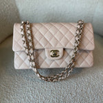 CHANEL Handbag 22C Light Beige Caviar Quilted Classic Flap Medium LGHW - Redeluxe