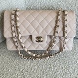 CHANEL Handbag 22C Light Beige Caviar Quilted Classic Flap Medium LGHW - Redeluxe