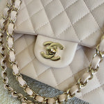 CHANEL Handbag 22C Light Beige Caviar Quilted Classic Flap Medium LGHW - Redeluxe