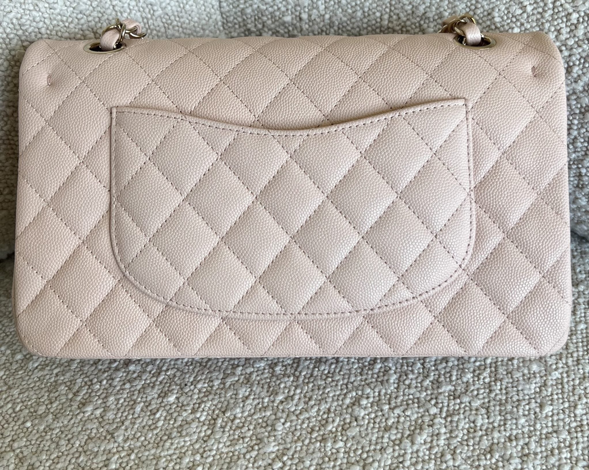 CHANEL Handbag 22C Light Beige Caviar Quilted Classic Flap Medium LGHW - Redeluxe