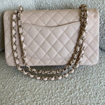 CHANEL Handbag 22C Light Beige Caviar Quilted Classic Flap Medium LGHW - Redeluxe