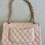 CHANEL Handbag 22C Light Beige Caviar Quilted Classic Flap Medium LGHW - Redeluxe