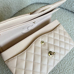 CHANEL Handbag 22C Light Beige Caviar Quilted Classic Flap Medium LGHW - Redeluxe