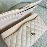 CHANEL Handbag 22C Light Beige Caviar Quilted Classic Flap Medium LGHW - Redeluxe