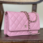 Chanel Handbag 22C LIGHT PINK CAVIAR QUILTED WALLET ON CHAIN LGHW (WOC) - Redeluxe