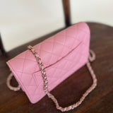 Chanel Handbag 22C LIGHT PINK CAVIAR QUILTED WALLET ON CHAIN LGHW (WOC) - Redeluxe